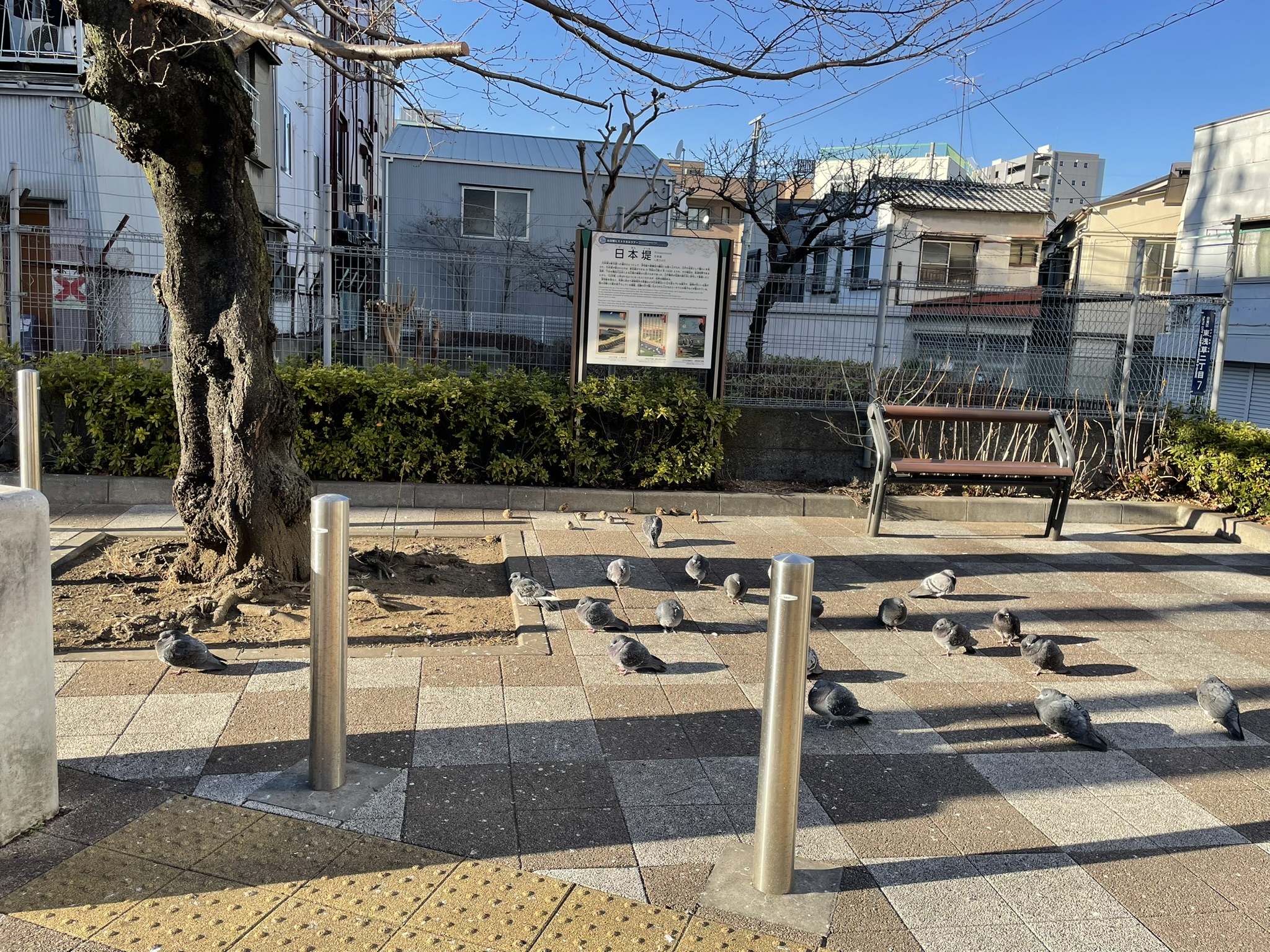 【地方橋】「地方橋」の空きスペースにはベンチもある。