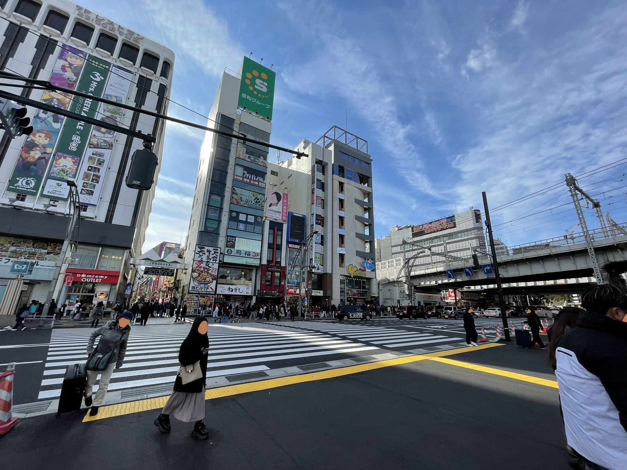 JR上野駅の広小路口前の中央通り。