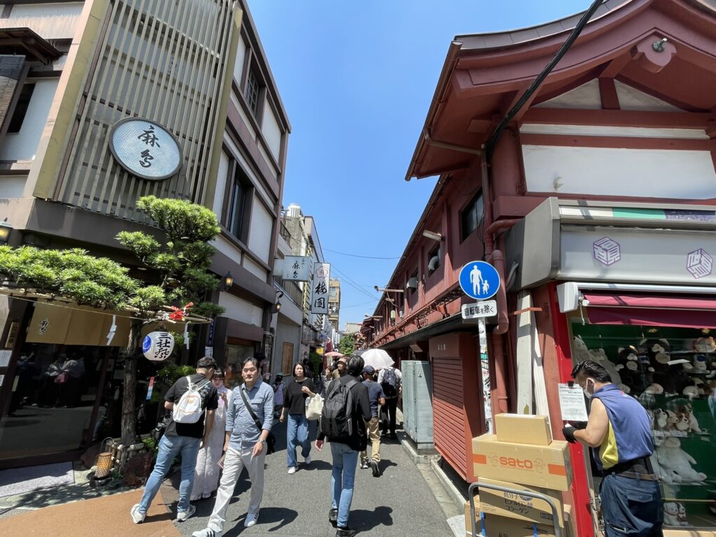 沿道から子供神輿を見守る人々。
