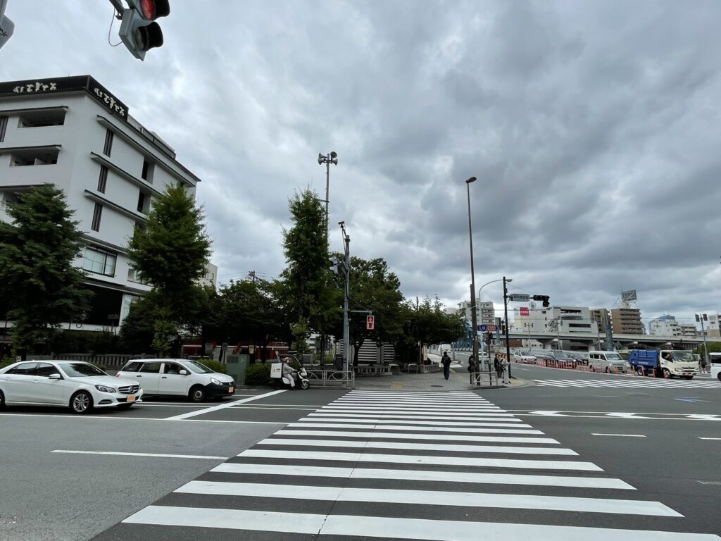 江戸通りから見た駒形堂。