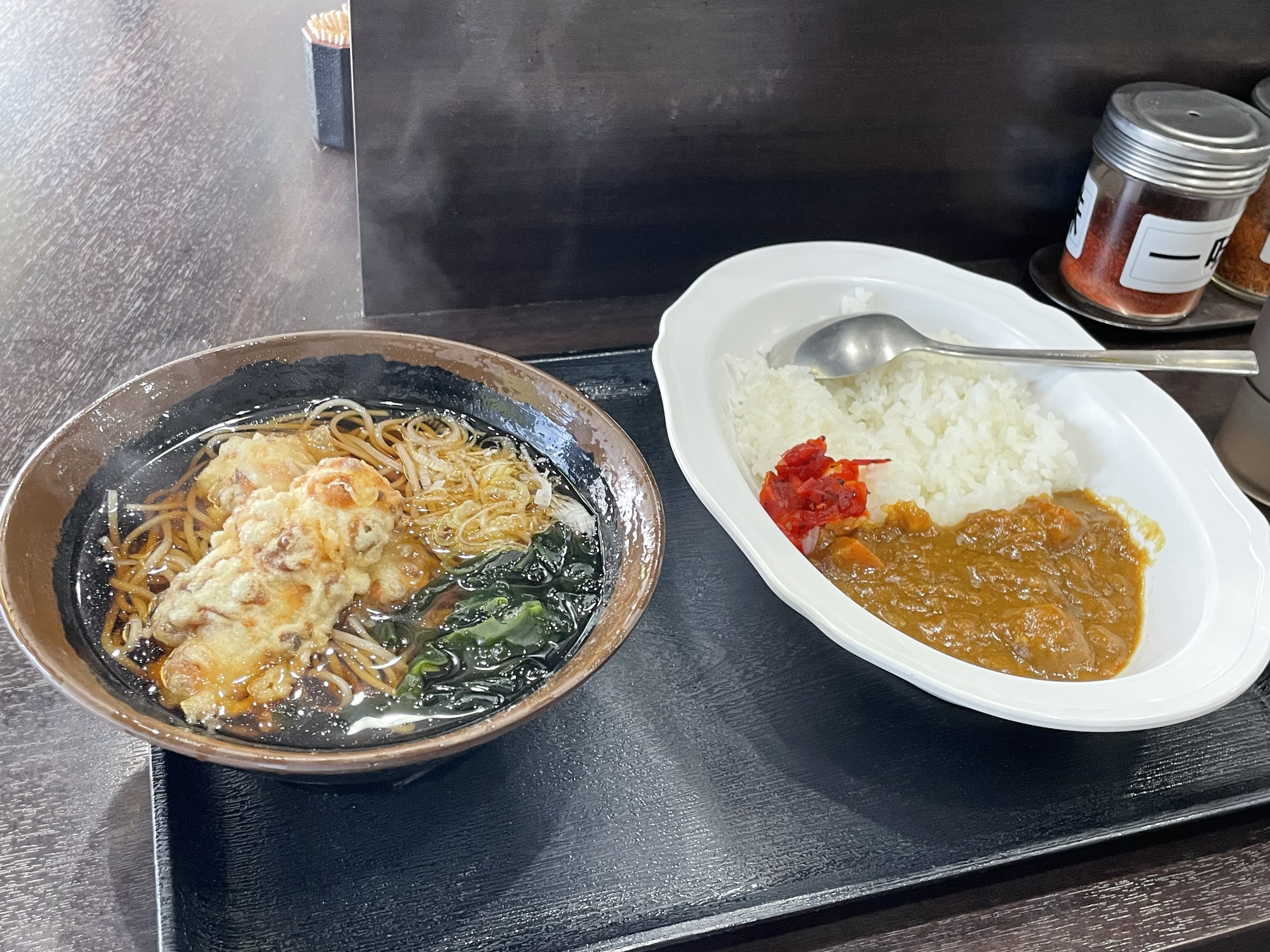 かけそば（温）・ちくわ天・小カレーライス